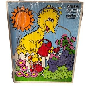 Vintage 1988 PLAYSKOOL Big Bird Wooden PUZZLE Sesame Street Jim Henson 9 Pieces